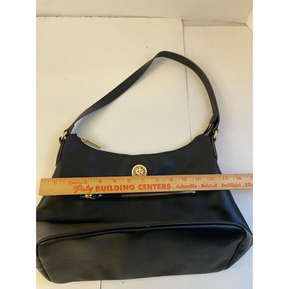 AK Anne Klein Black Leather Shoulder Bag 14x9" 2 zippers - Picture 3 of 7